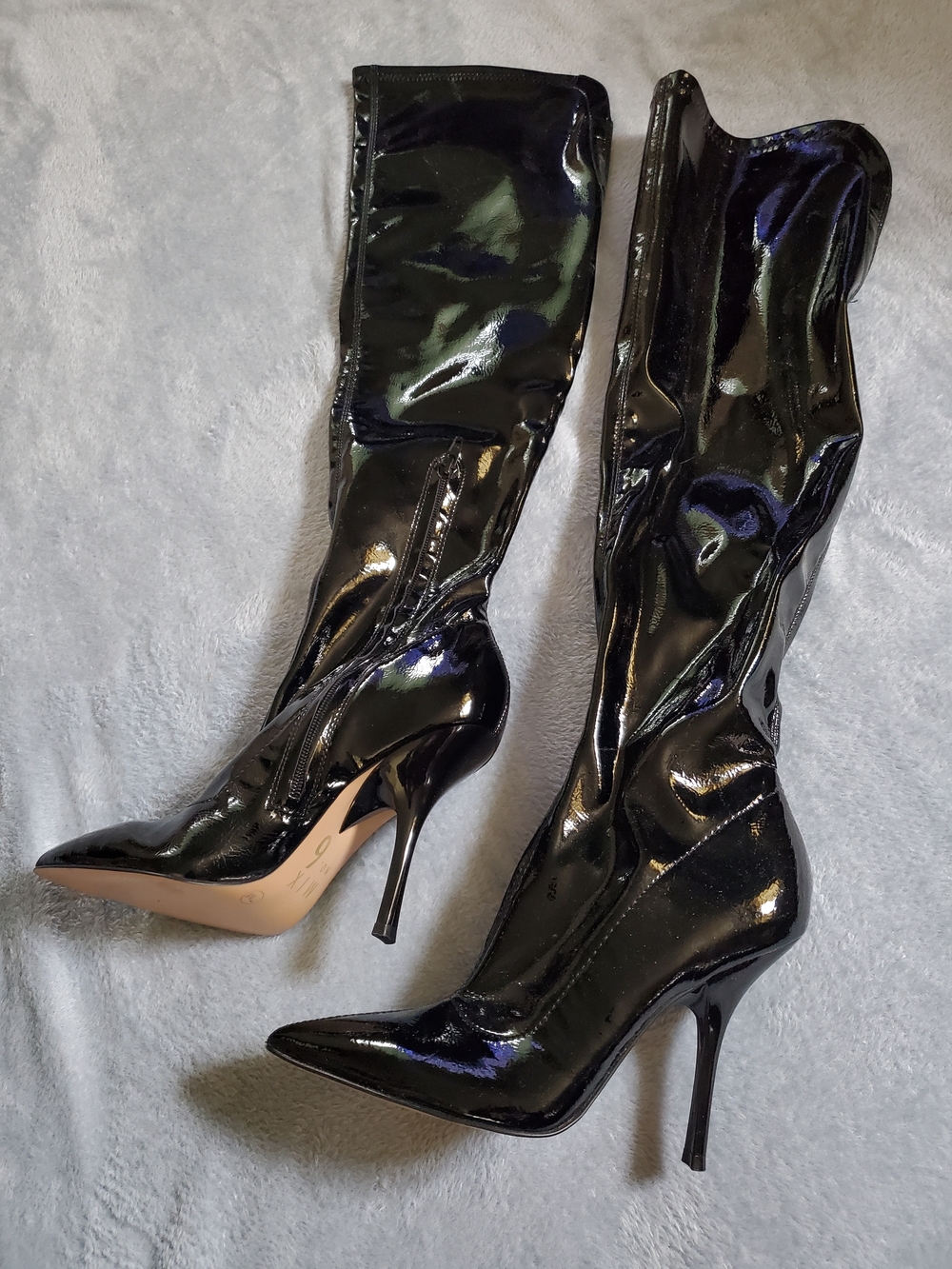 Mix No. 6 Black Patent Knee-High Stiletto Boots